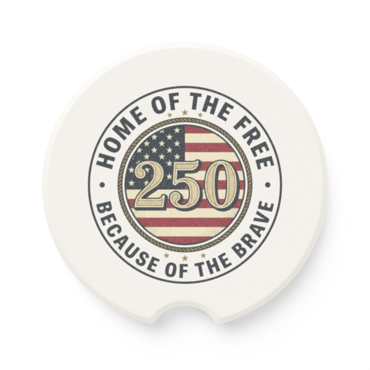 Patriotic "Home of the Free" Soapstone Car Coaster – 250 Vintage Flag Design