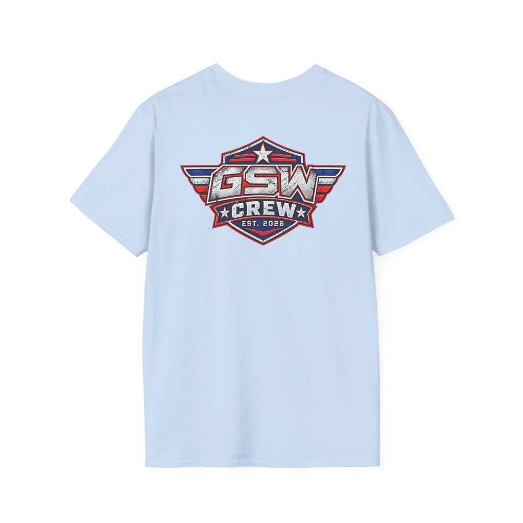 GSW Crew Patriotic Logo T-Shirt — Vintage Red, White & Blue Team Tee