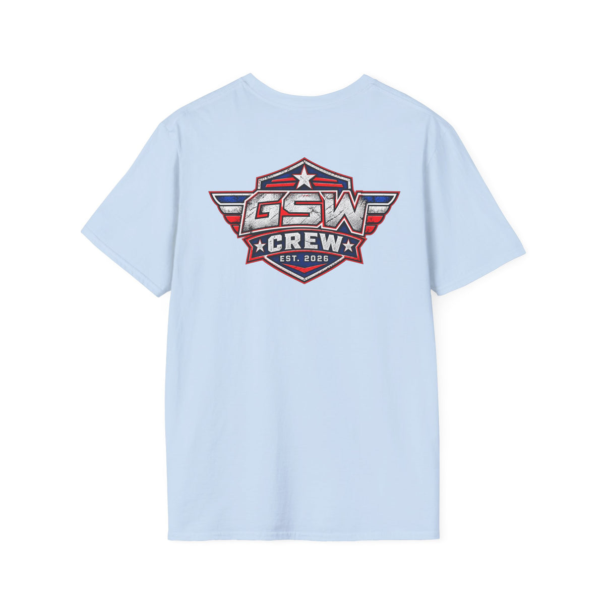GSW Crew Patriotic Logo T-Shirt — Vintage Red, White & Blue Team Tee