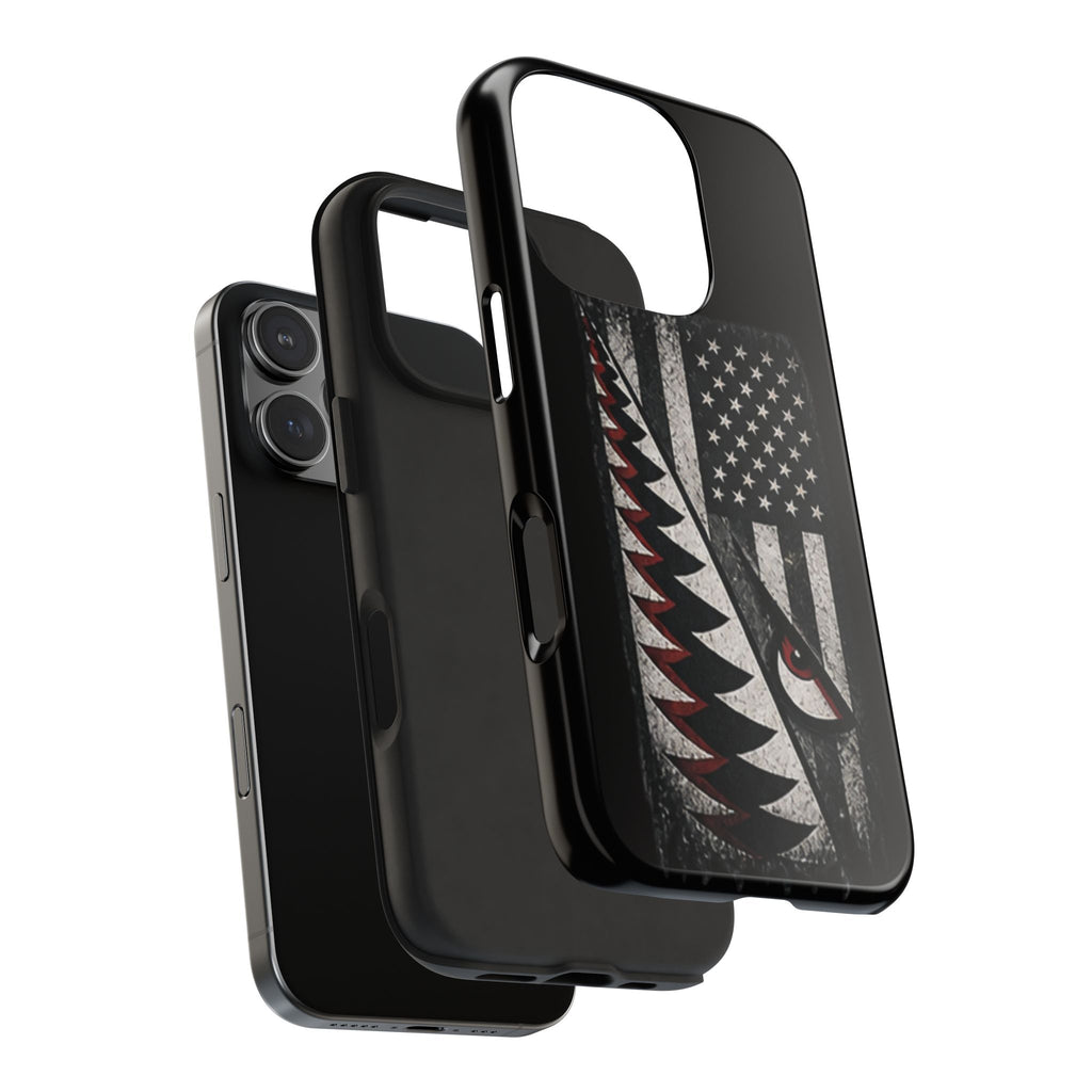 Distressed American Flag with A10 Shark Face Phone Case
