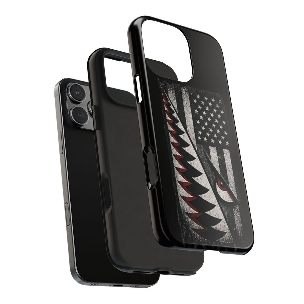 Distressed American Flag with A10 Shark Face Phone Case