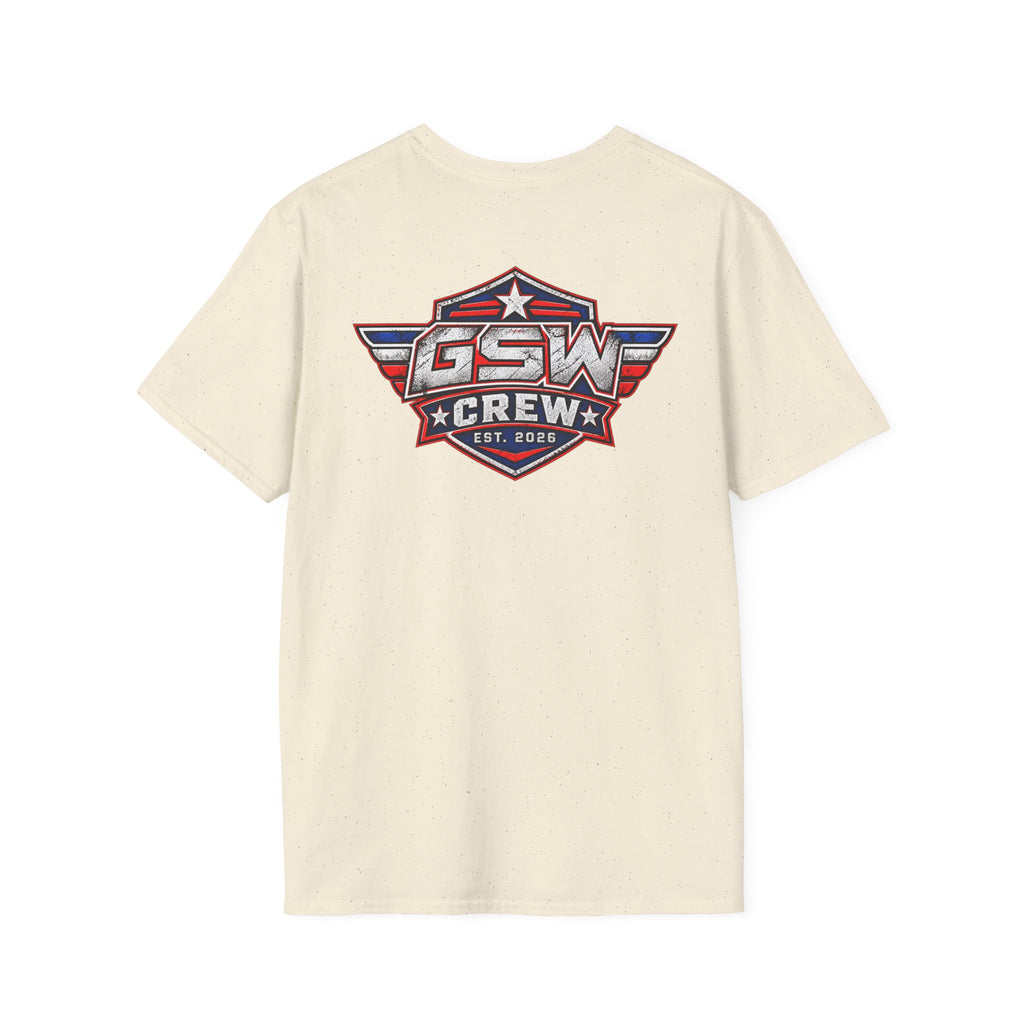 GSW Crew Patriotic Logo T-Shirt — Vintage Red, White & Blue Team Tee