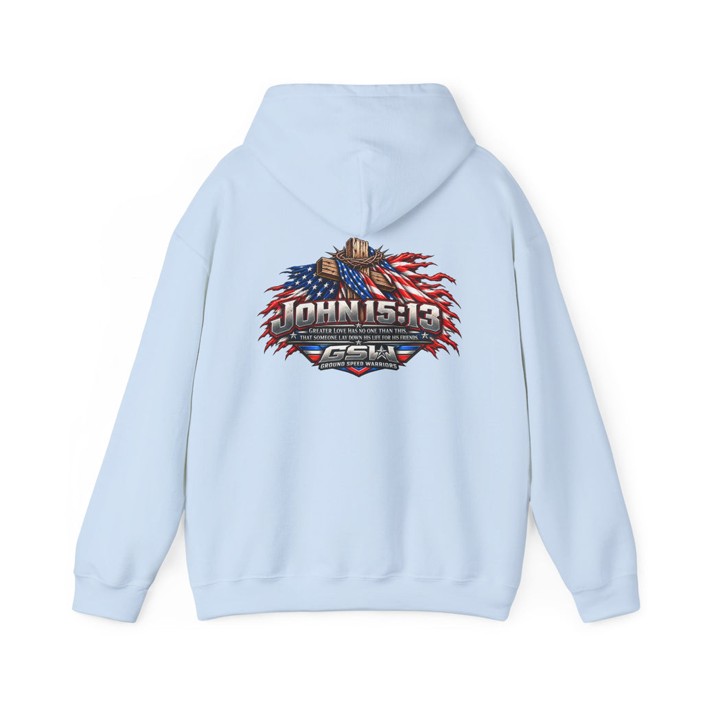 Hoodie - John 15:13 Patriotic American Flag Faith Sweatshirt