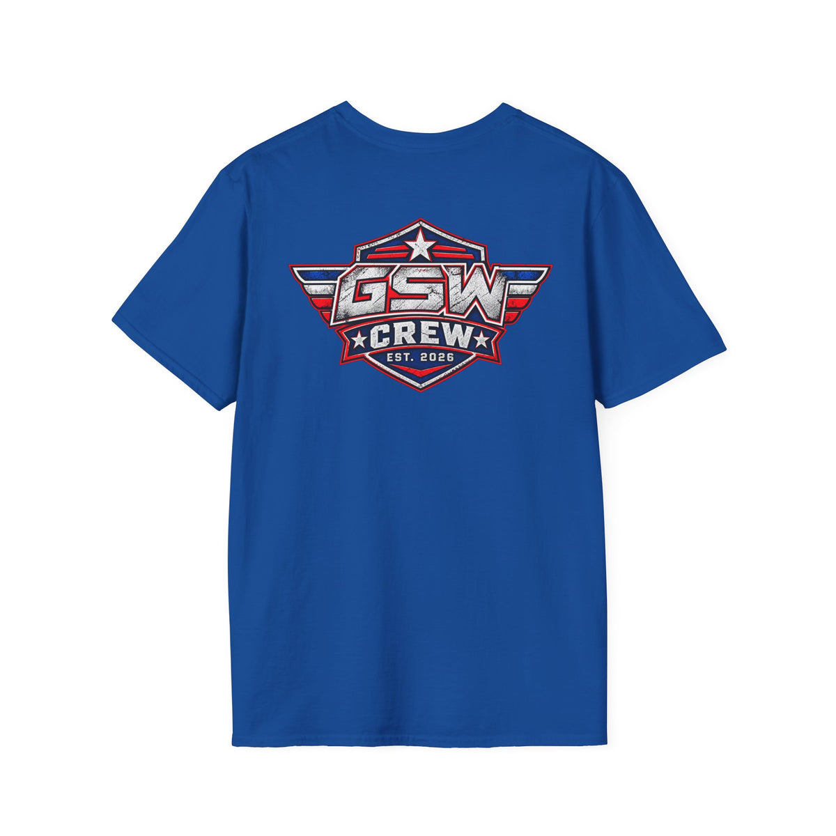 GSW Crew Patriotic Logo T-Shirt — Vintage Red, White & Blue Team Tee