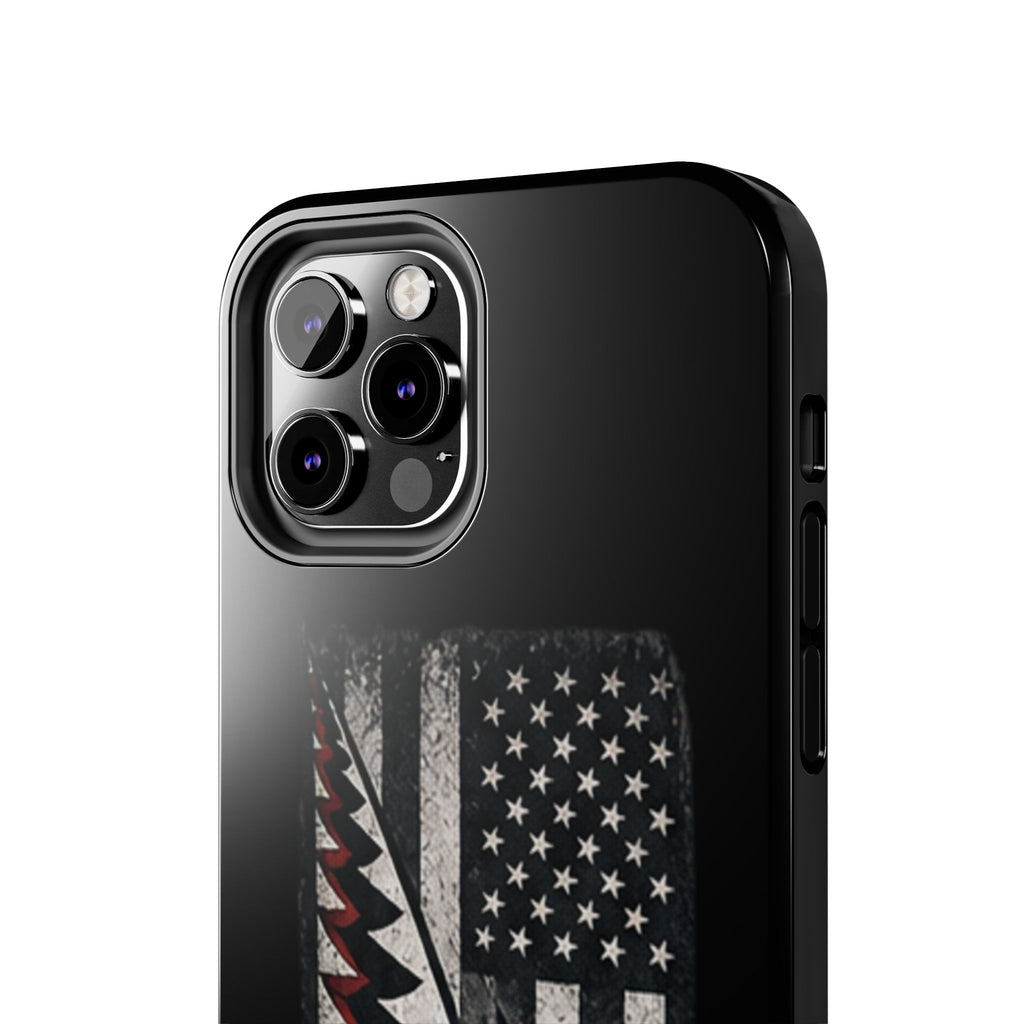 Distressed American Flag with A10 Shark Face Phone Case