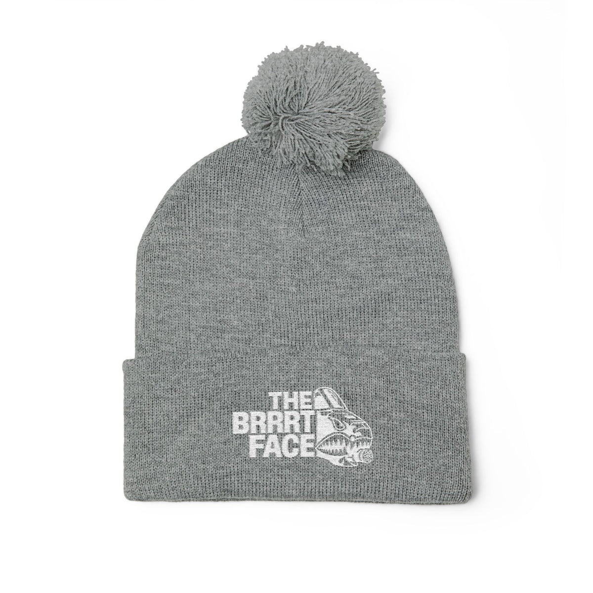 The BRRRT Face - Embroidered Pom-Pom Beanie