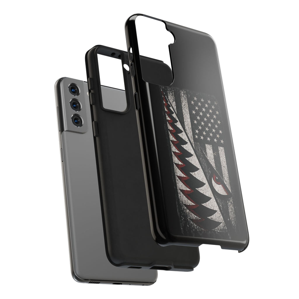 Distressed American Flag with A10 Shark Face Phone Case