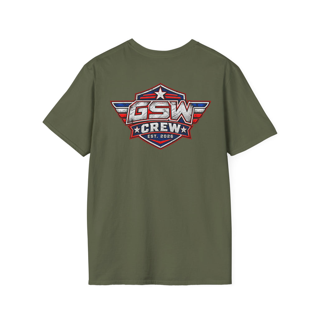 GSW Crew Patriotic Logo T-Shirt — Vintage Red, White & Blue Team Tee