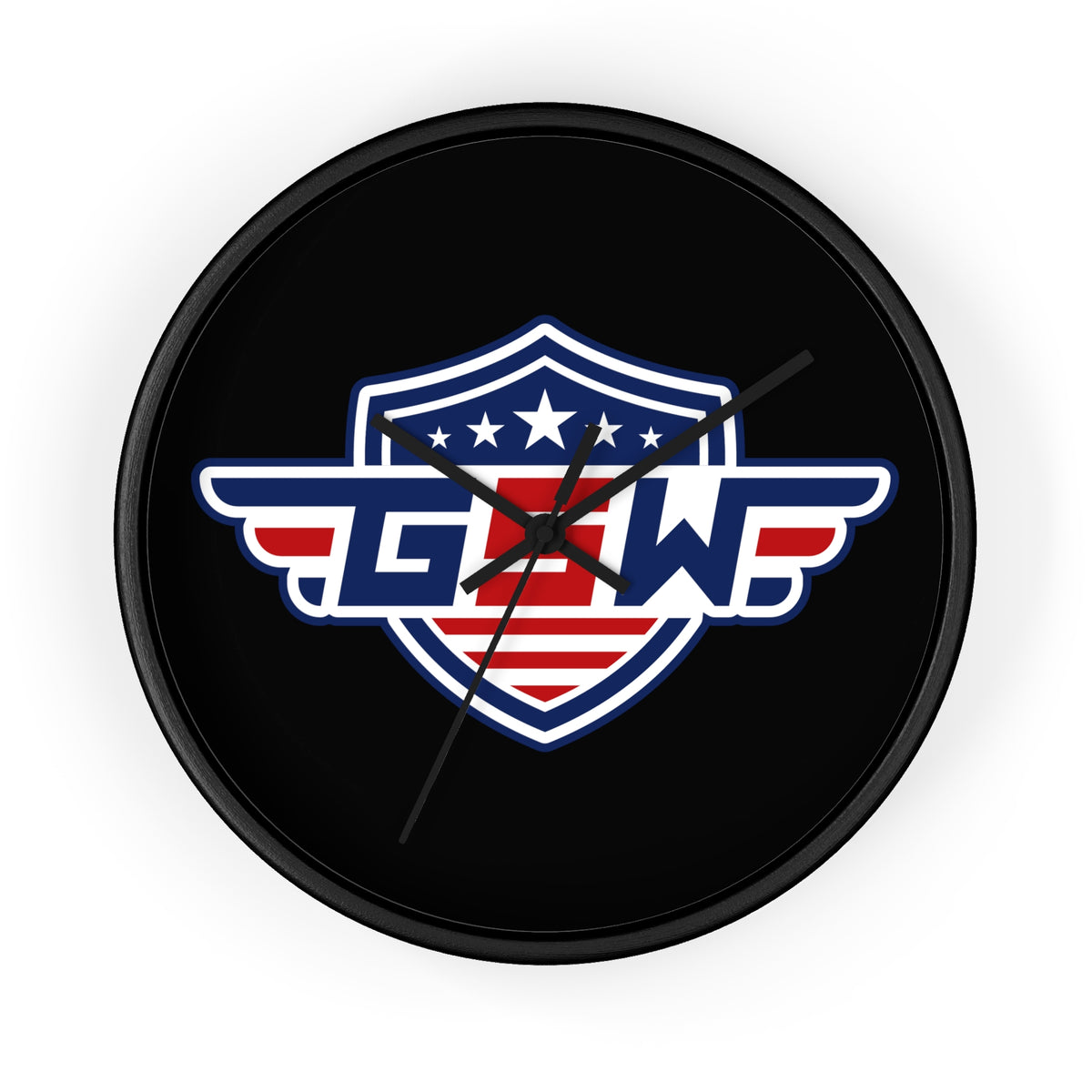 Patriotic Shield Wall Clock — American Flag Emblem Clock