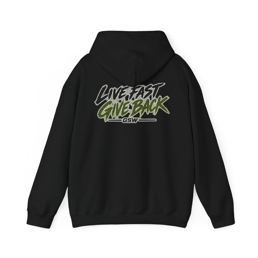 GSW Crew Hoodie — "Live Fast Give Back" Urban Streetwear Pullover