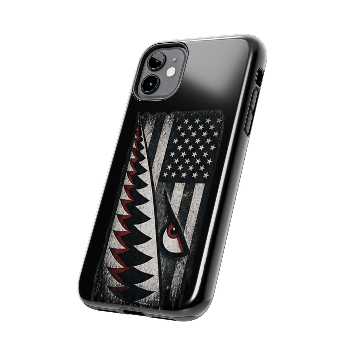 Distressed American Flag with A10 Shark Face Phone Case