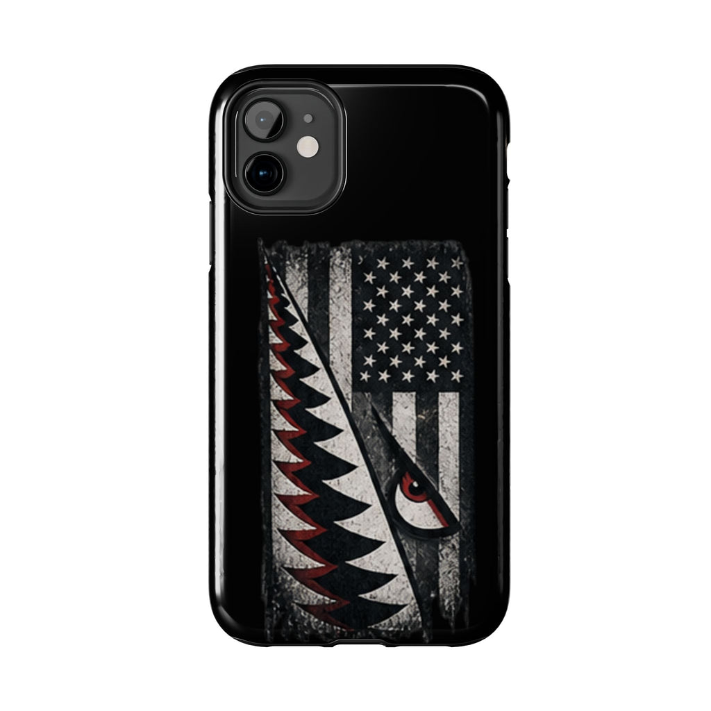 Distressed American Flag with A10 Shark Face Phone Case