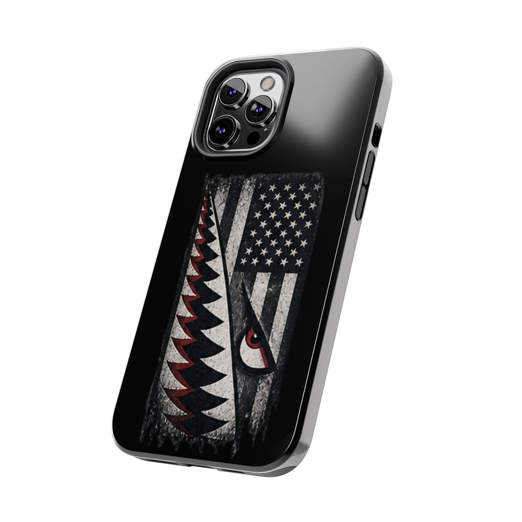 Distressed American Flag with A10 Shark Face Phone Case