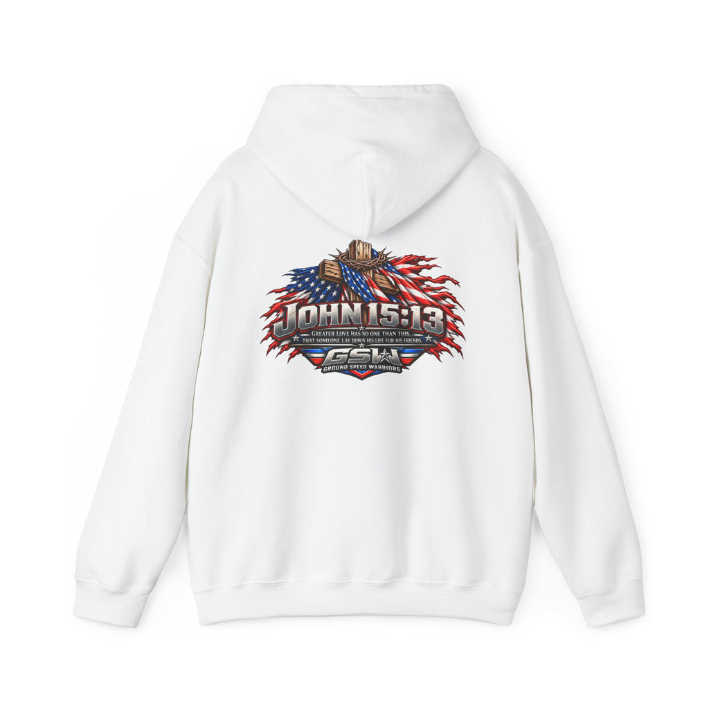 Hoodie - John 15:13 Patriotic American Flag Faith Sweatshirt