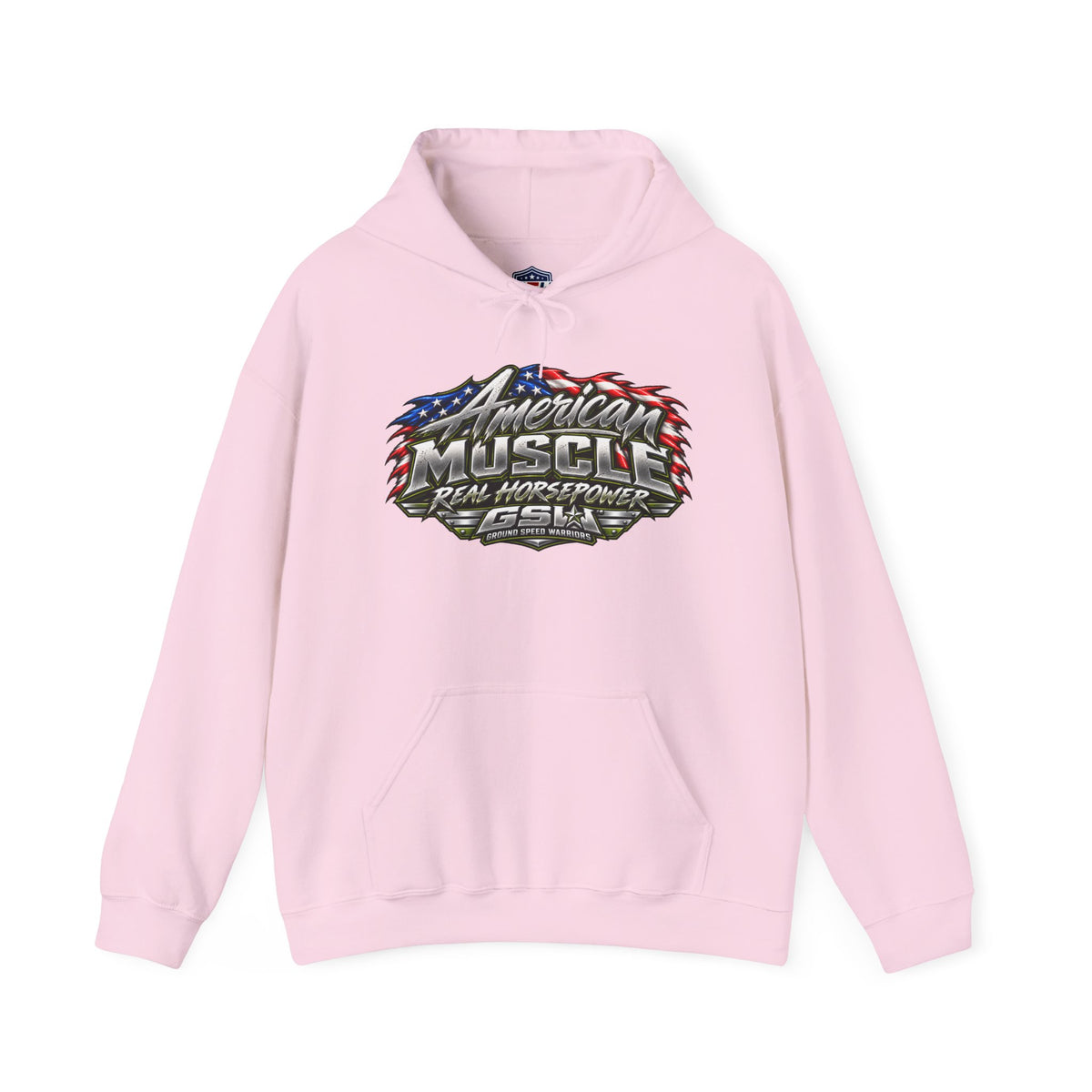 American Muscle Hoodie — 'Real Horsepower' Patriotic Car Enthusiast Sweatshirt