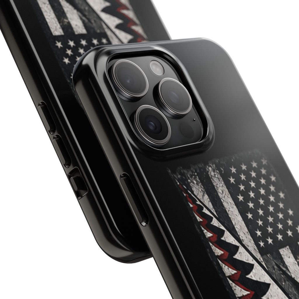 Distressed American Flag with A10 Shark Face Phone Case