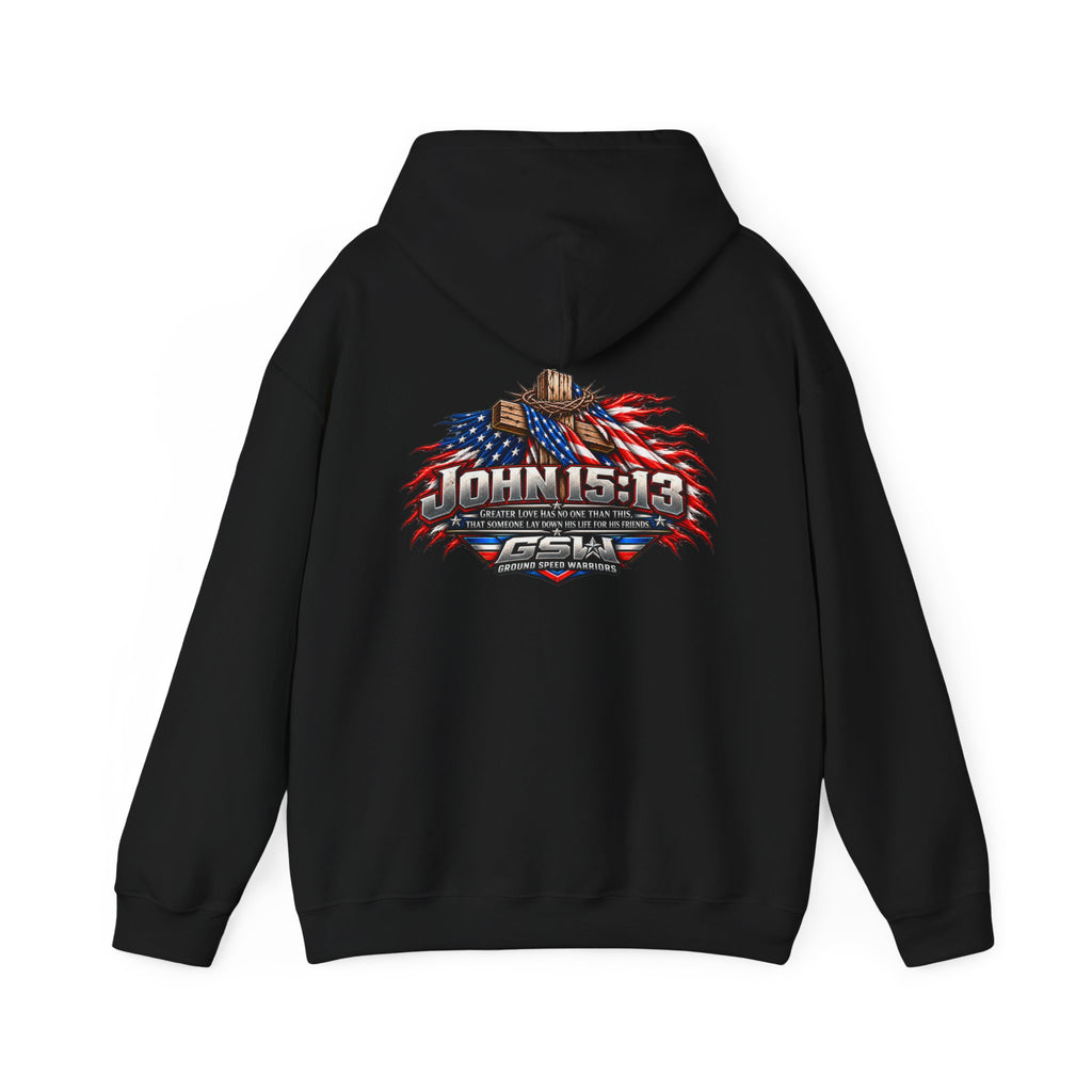 Hoodie - John 15:13 Patriotic American Flag Faith Sweatshirt