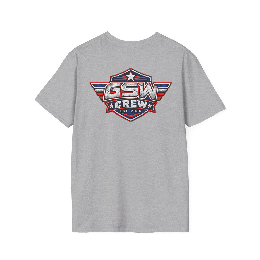 GSW Crew Patriotic Logo T-Shirt — Vintage Red, White & Blue Team Tee