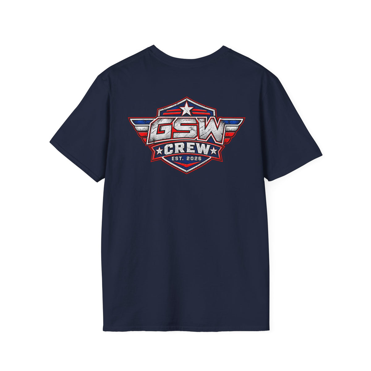 GSW Crew Patriotic Logo T-Shirt — Vintage Red, White & Blue Team Tee