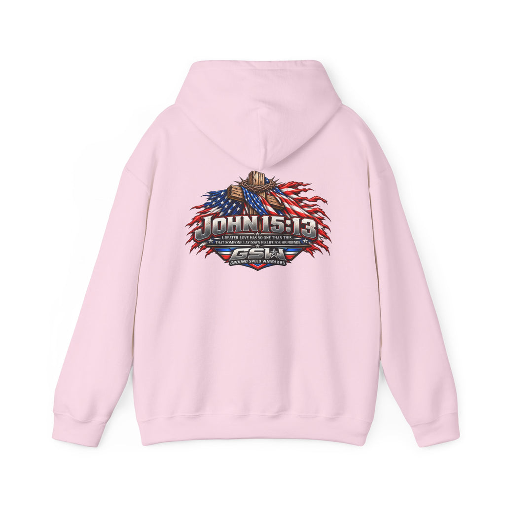 Hoodie - John 15:13 Patriotic American Flag Faith Sweatshirt