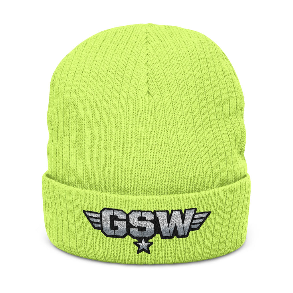 GSW Embroidered Ribbed Beanie