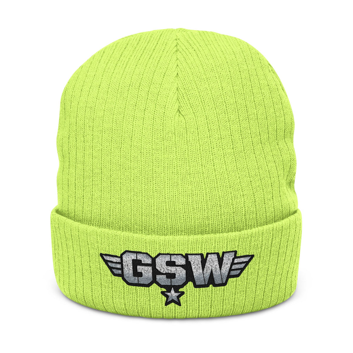 GSW Embroidered Ribbed Beanie
