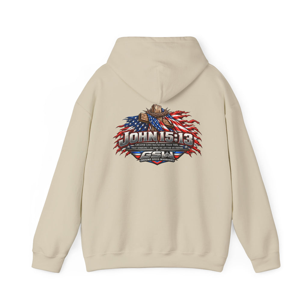 Hoodie - John 15:13 Patriotic American Flag Faith Sweatshirt