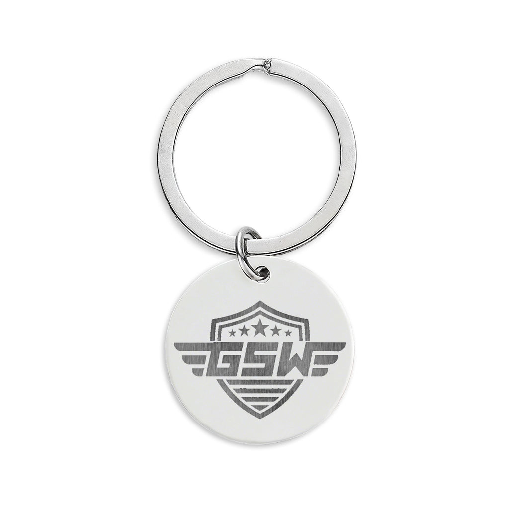 Engraved Stainless Steel Round Keychain — Military Stencil 'F.A.F.O' Badge Design