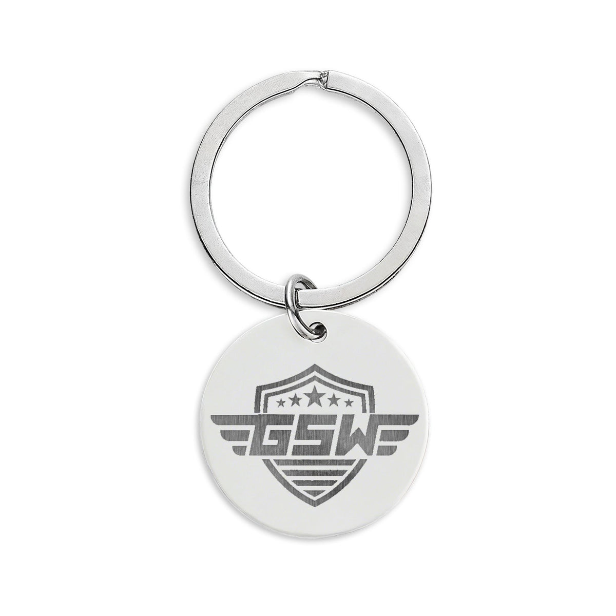 Engraved Stainless Steel Round Keychain — Military Stencil 'F.A.F.O' Badge Design