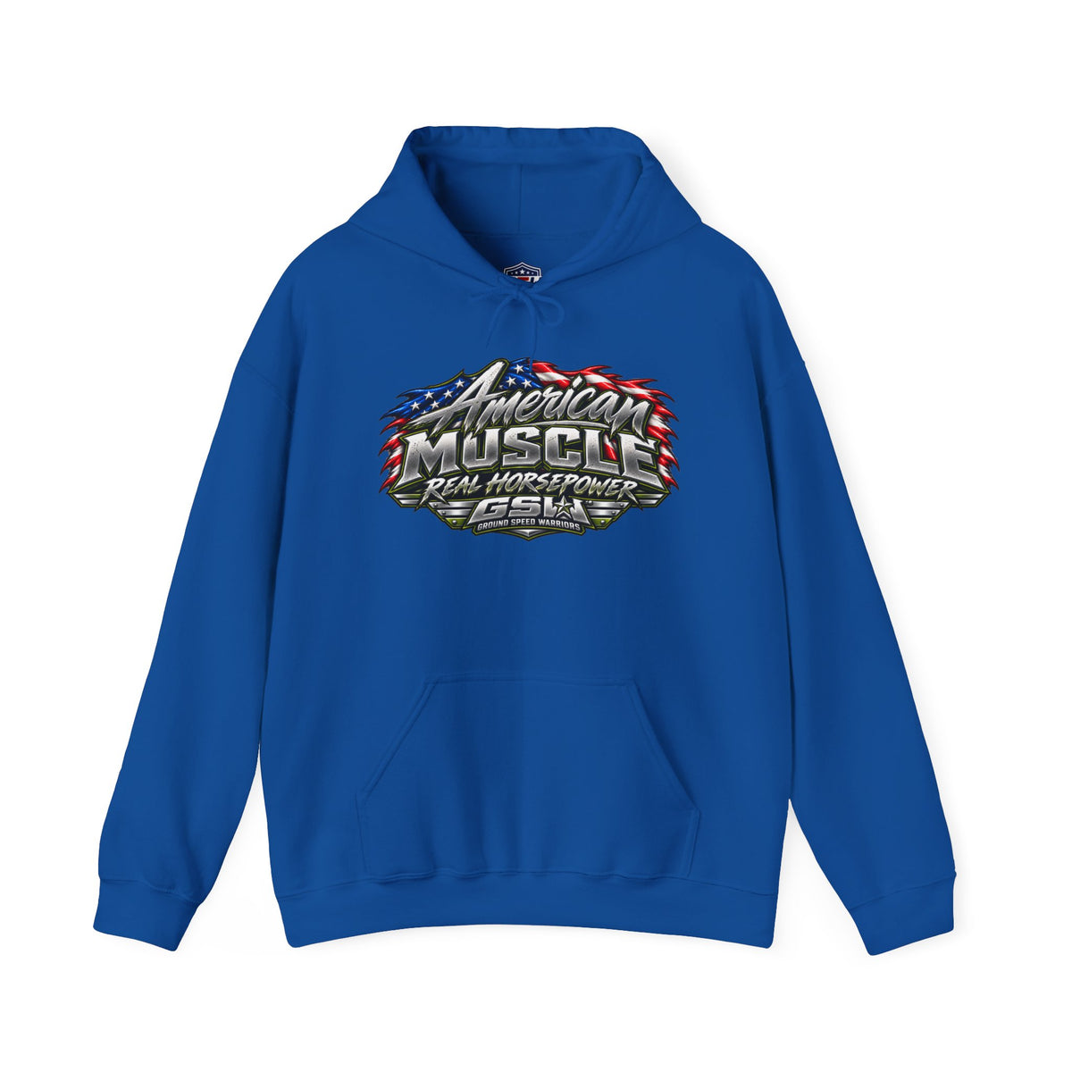 American Muscle Hoodie — 'Real Horsepower' Patriotic Car Enthusiast Sweatshirt