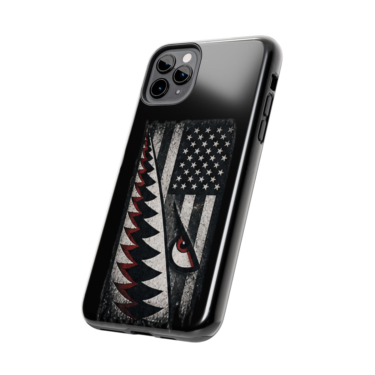 Distressed American Flag with A10 Shark Face Phone Case