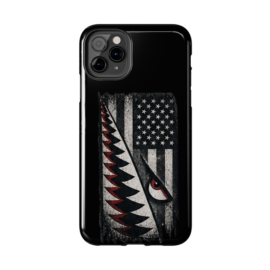 Distressed American Flag with A10 Shark Face Phone Case
