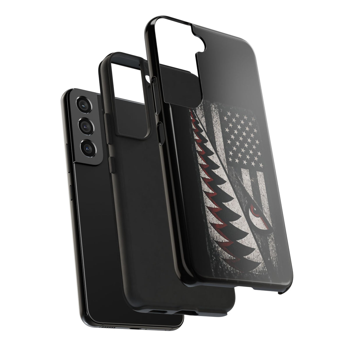 Distressed American Flag with A10 Shark Face Phone Case