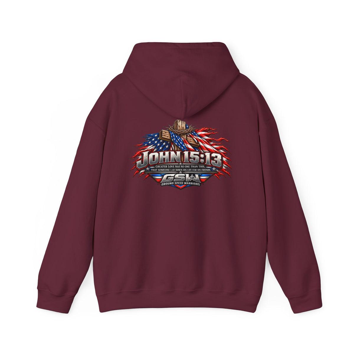 Hoodie - John 15:13 Patriotic American Flag Faith Sweatshirt