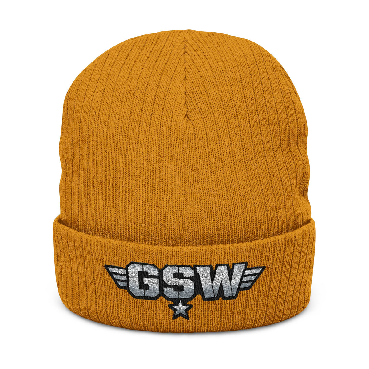 GSW Embroidered Ribbed Beanie