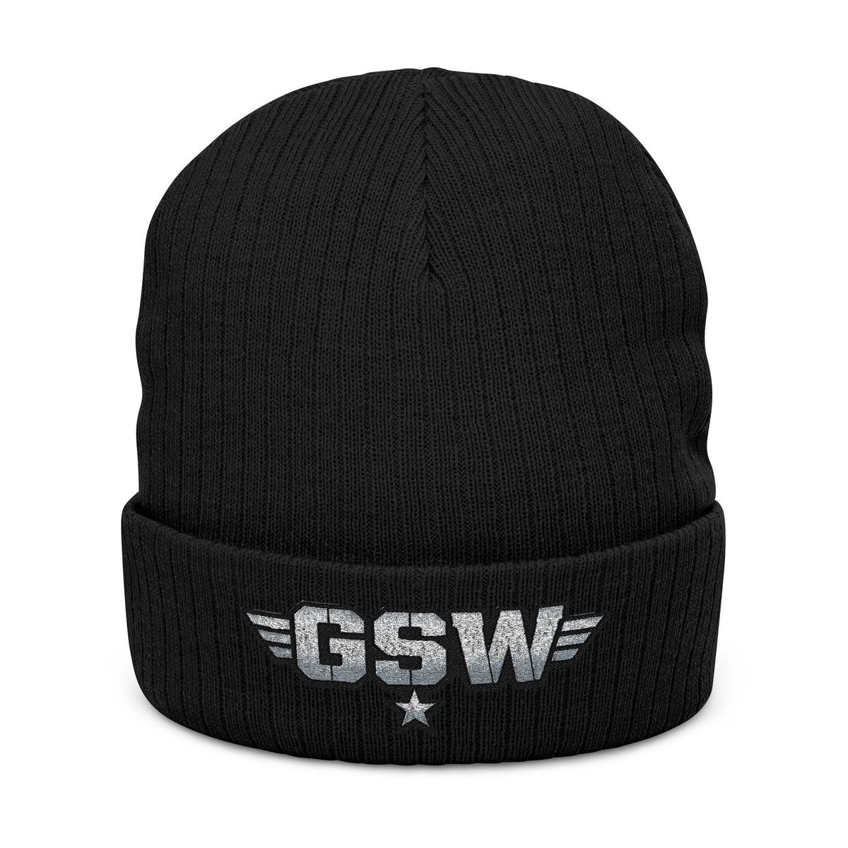 GSW Embroidered Ribbed Beanie