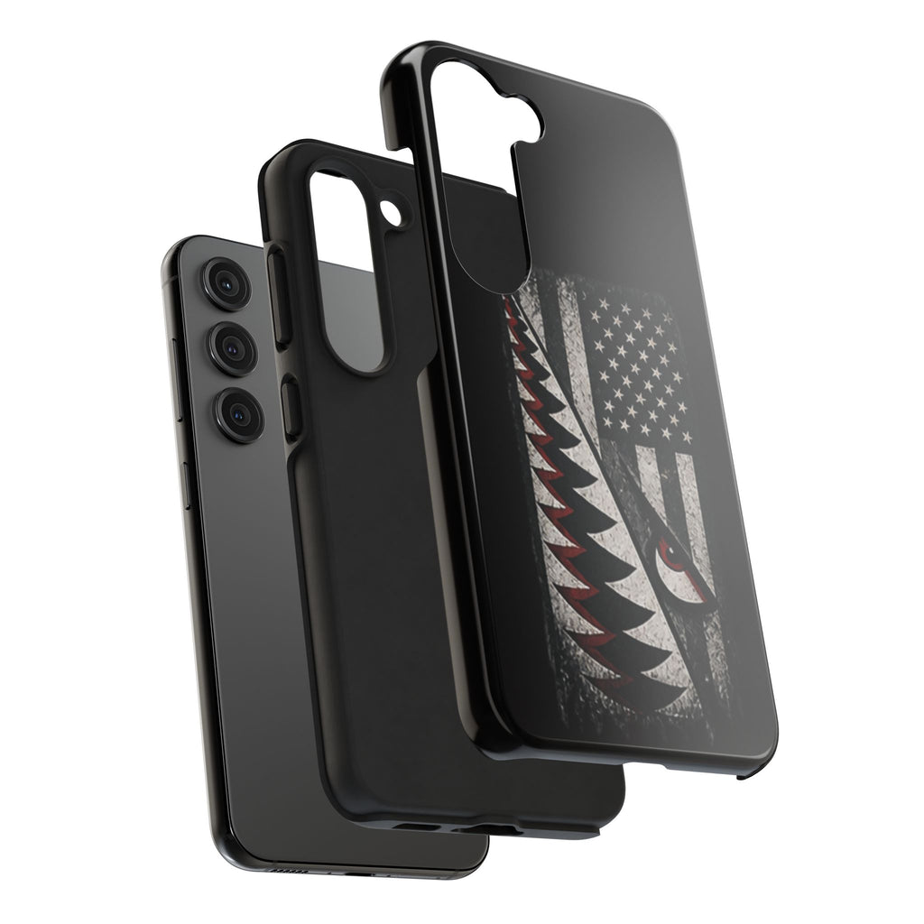 Distressed American Flag with A10 Shark Face Phone Case