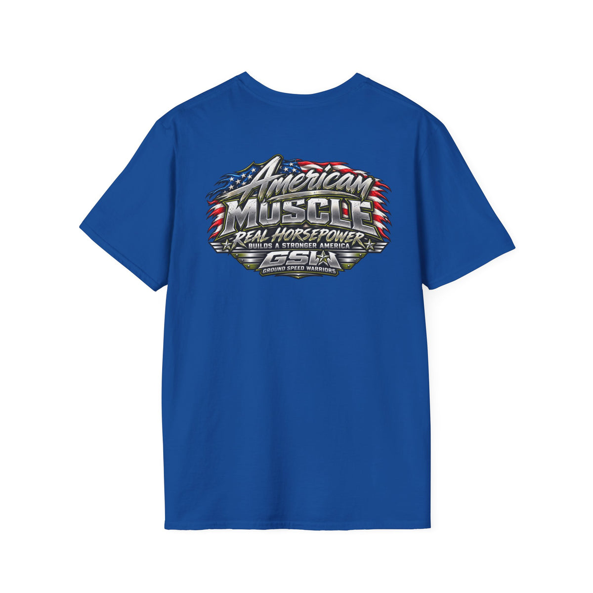 T-Shirt — American Muscle Patriotic Racing Tee ("American Muscle" Graphic)