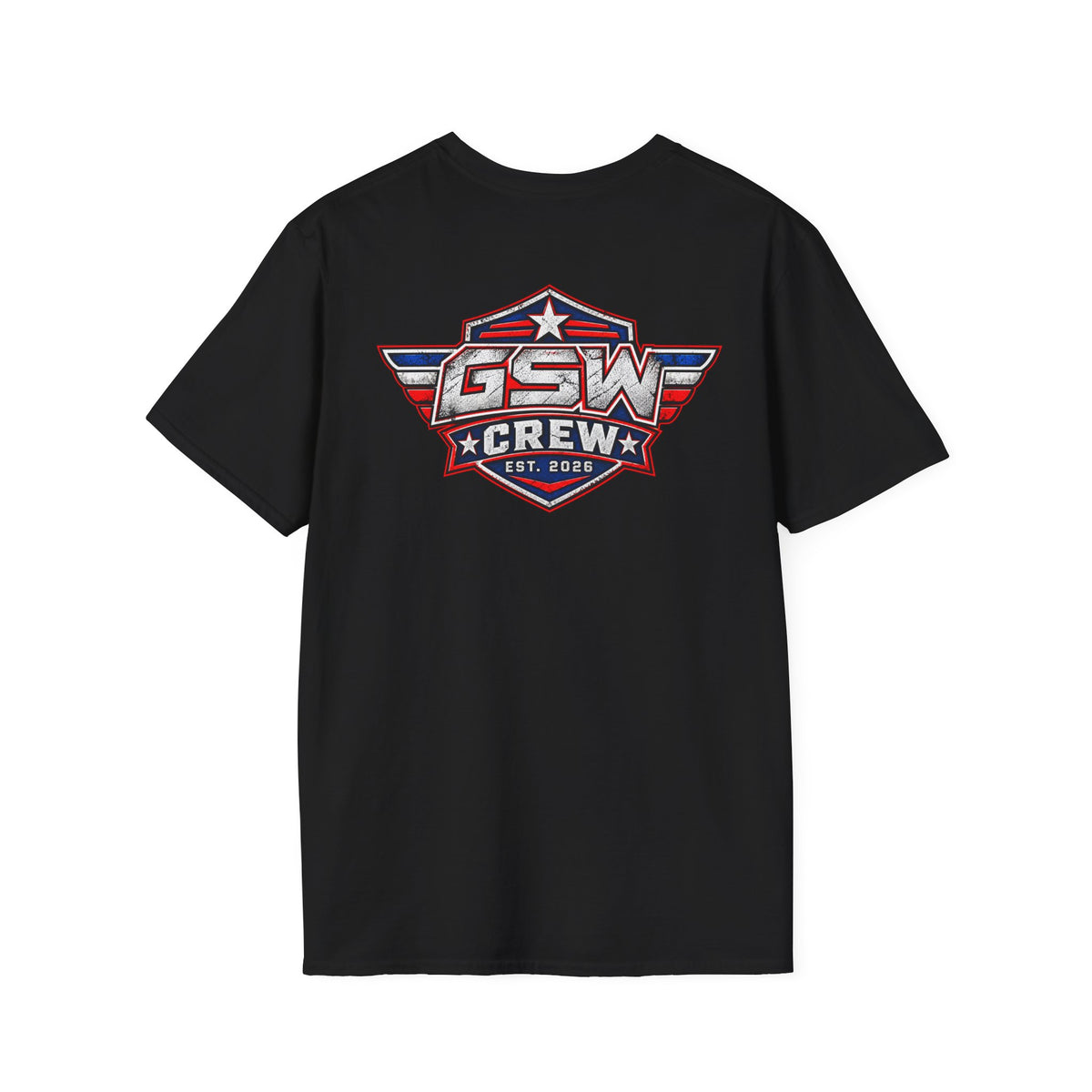 GSW Crew Patriotic Logo T-Shirt — Vintage Red, White & Blue Team Tee