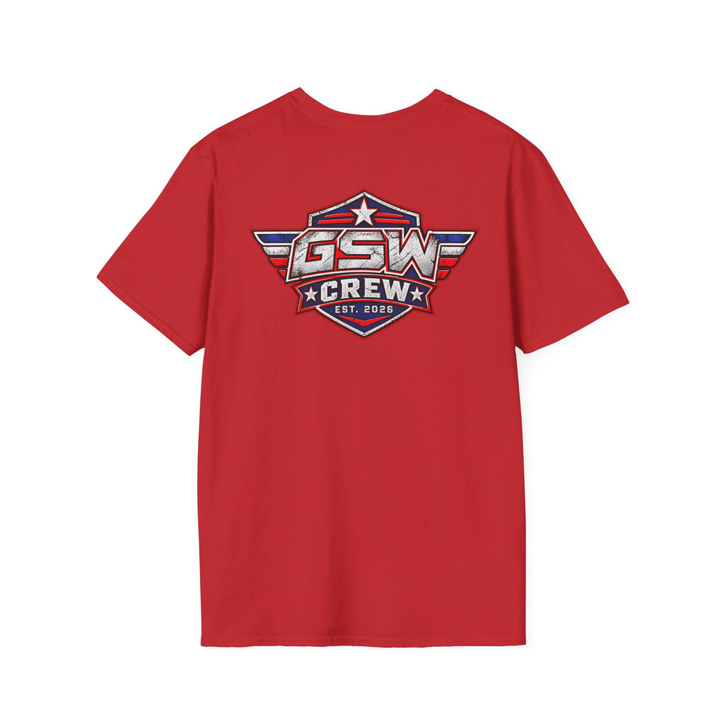 GSW Crew Patriotic Logo T-Shirt — Vintage Red, White & Blue Team Tee