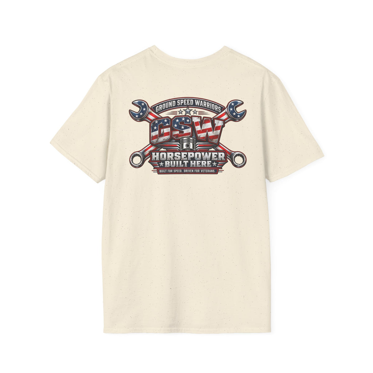 Horsepower Built Here American Flag Garage T-Shirt