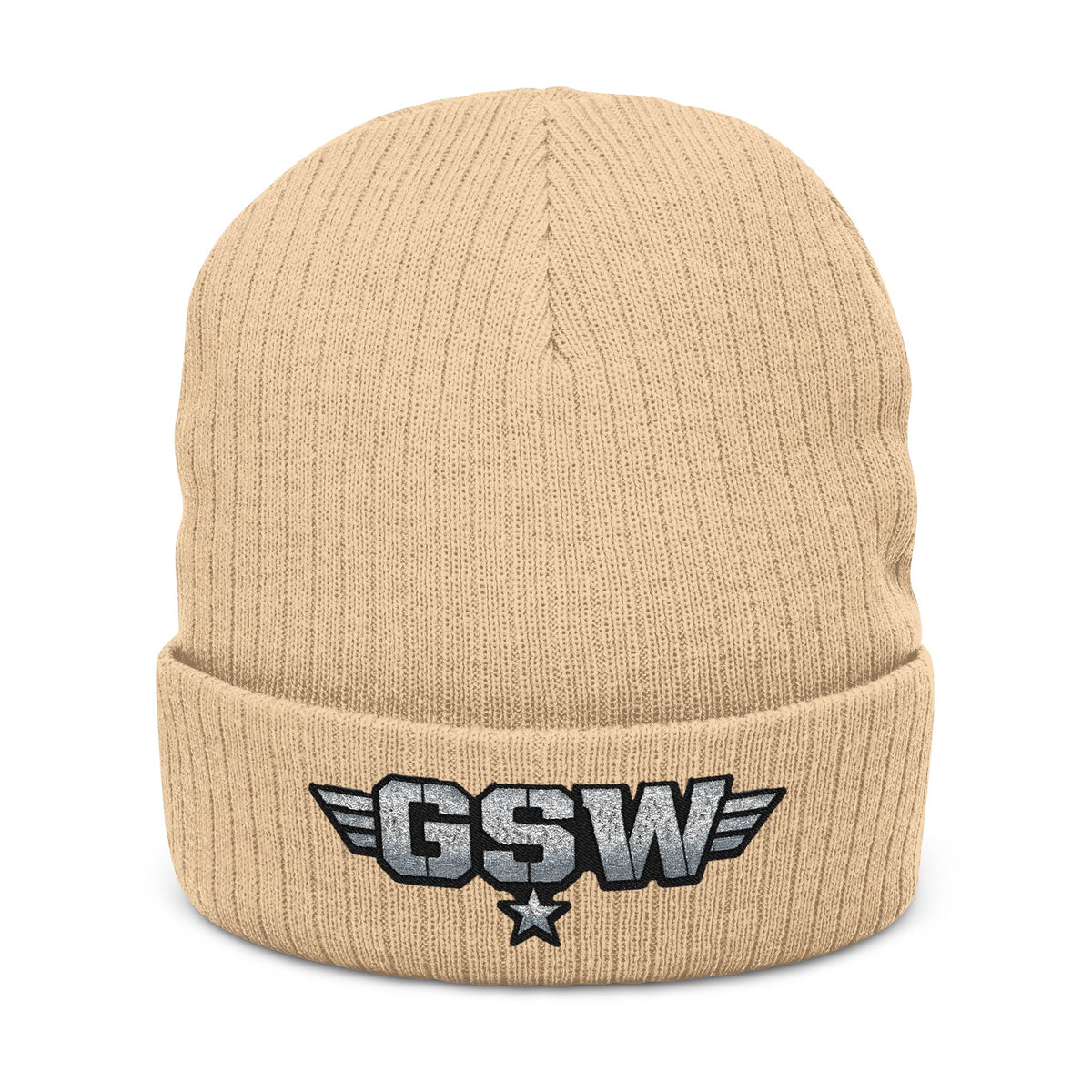 GSW Embroidered Ribbed Beanie