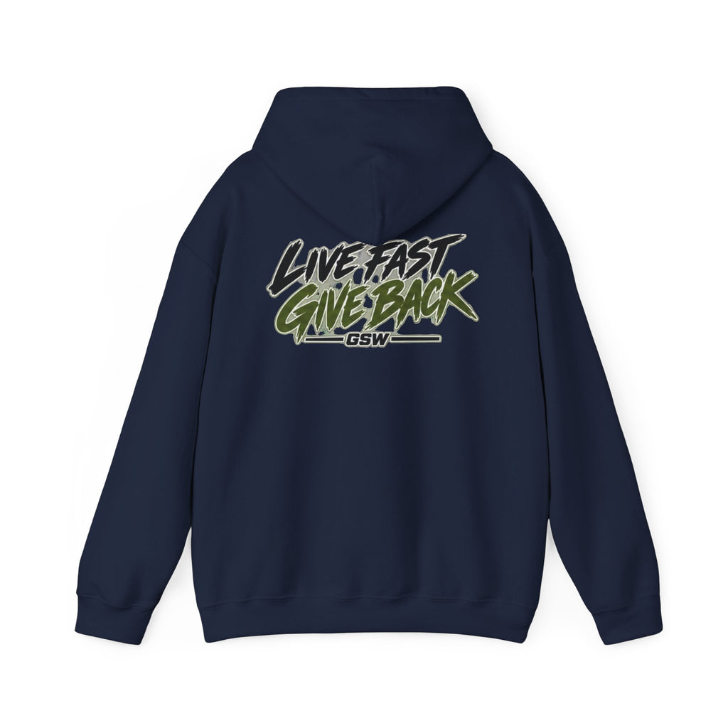GSW Crew Hoodie — "Live Fast Give Back" Urban Streetwear Pullover