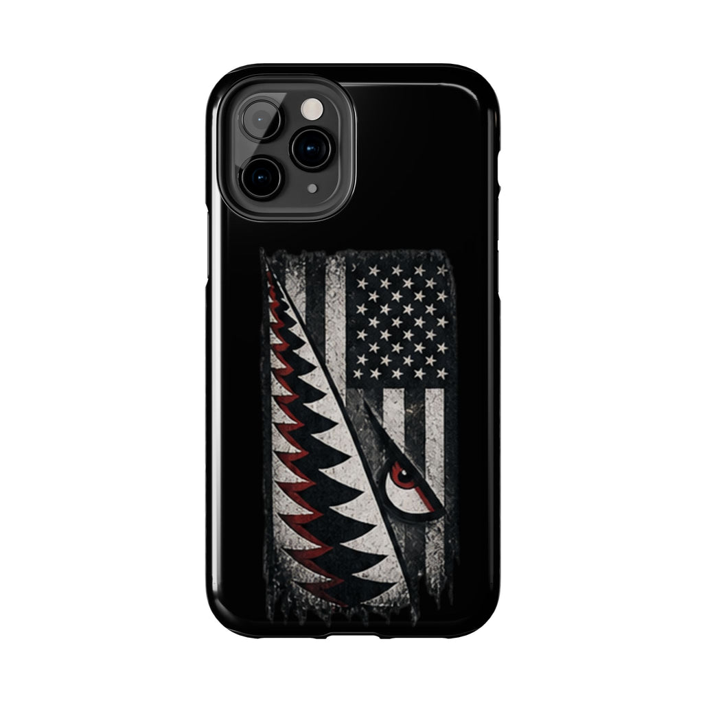 Distressed American Flag with A10 Shark Face Phone Case