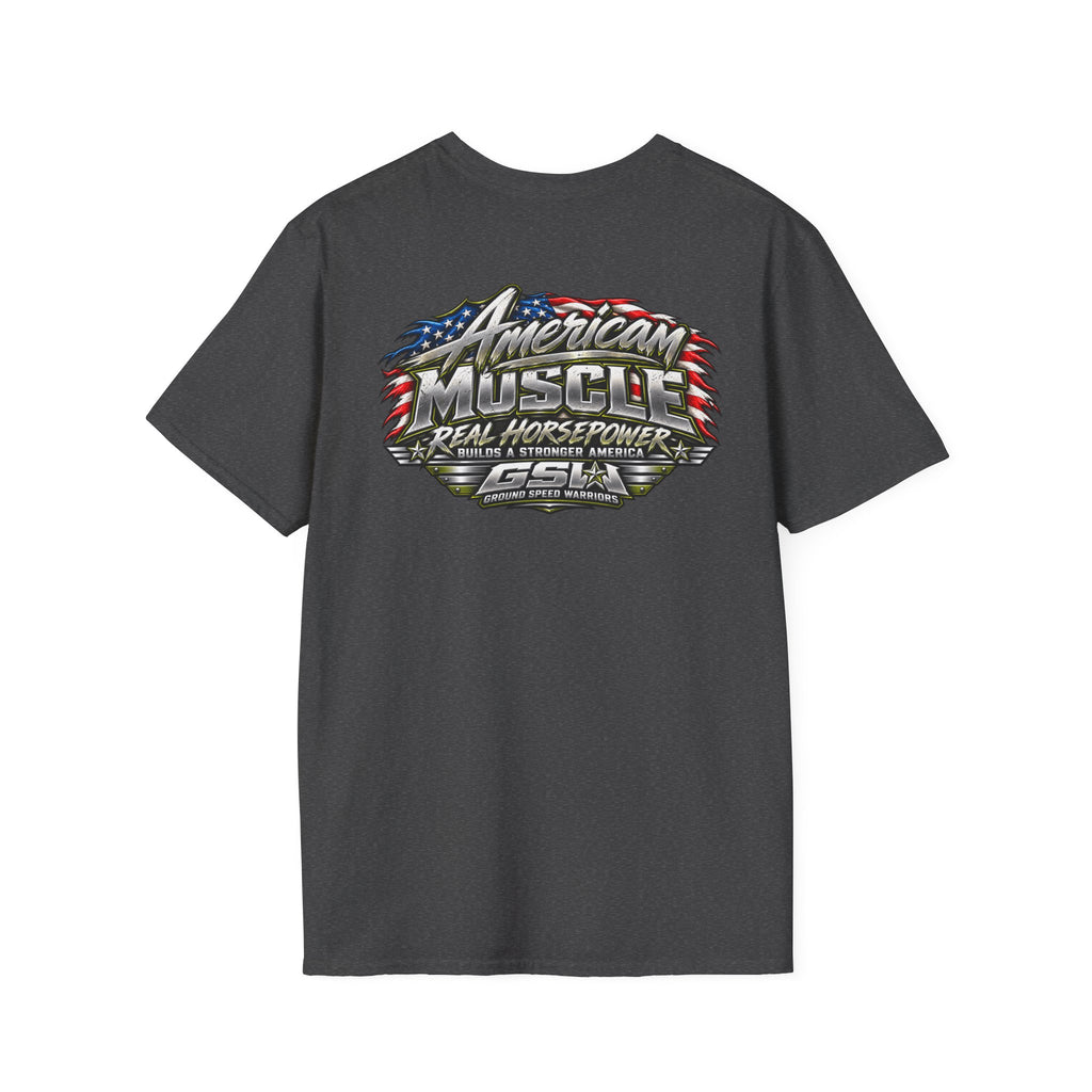 T-Shirt — American Muscle Patriotic Racing Tee ("American Muscle" Graphic)