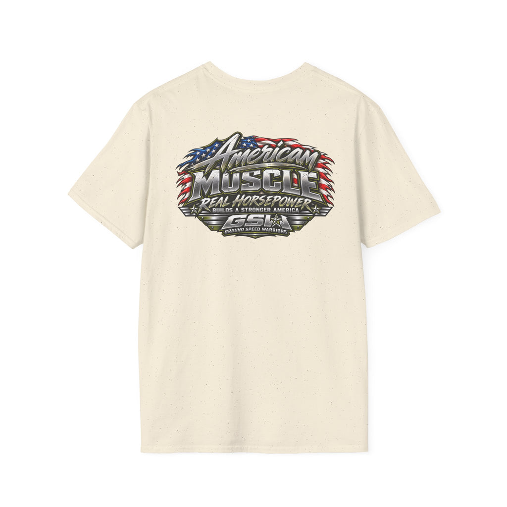 T-Shirt — American Muscle Patriotic Racing Tee ("American Muscle" Graphic)