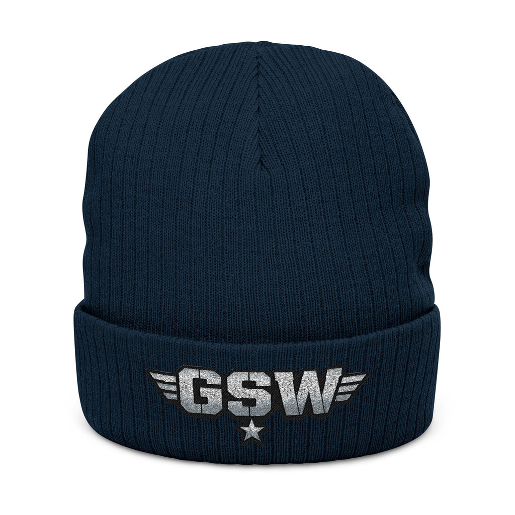 GSW Embroidered Ribbed Beanie
