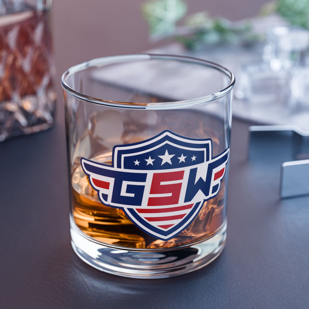 GSW Emblem 10oz Rocks Glass — Patriotic Shield Whiskey Tumbler