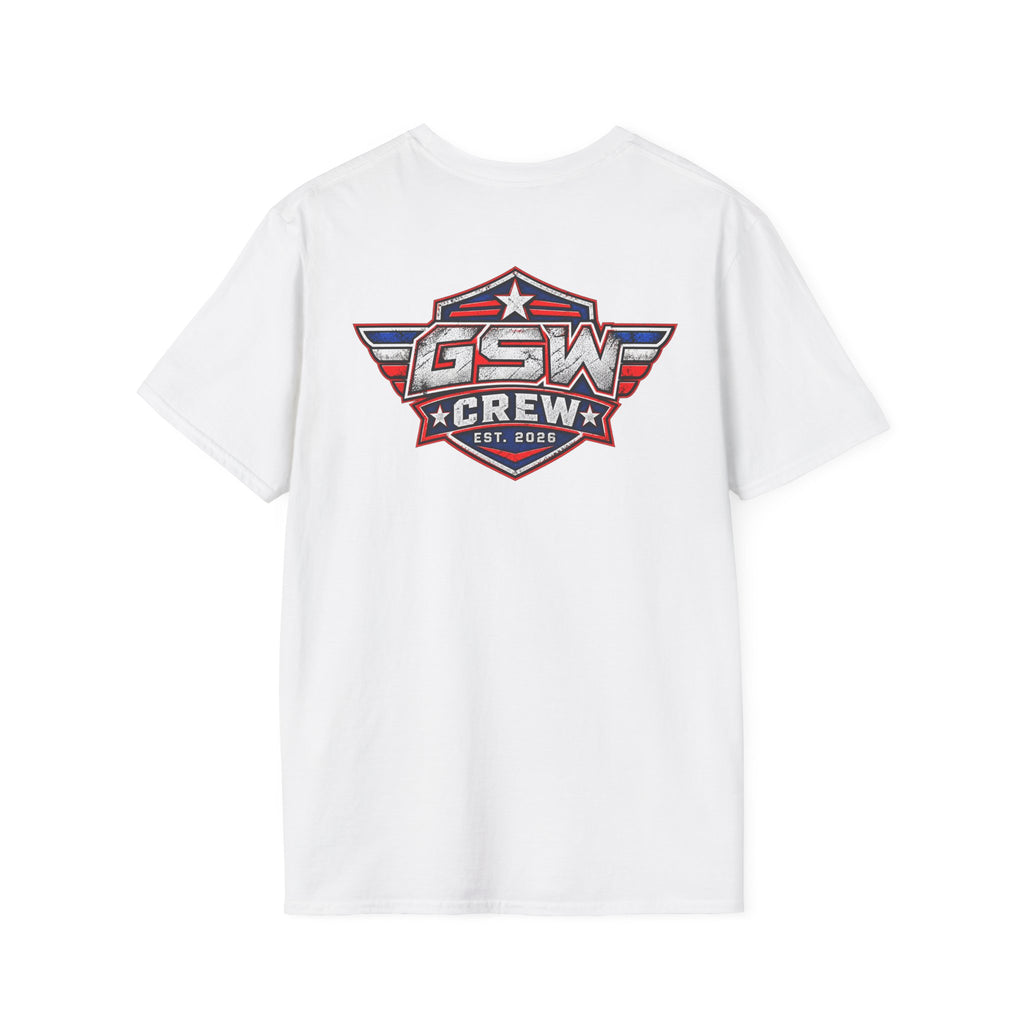 GSW Crew Patriotic Logo T-Shirt — Vintage Red, White & Blue Team Tee