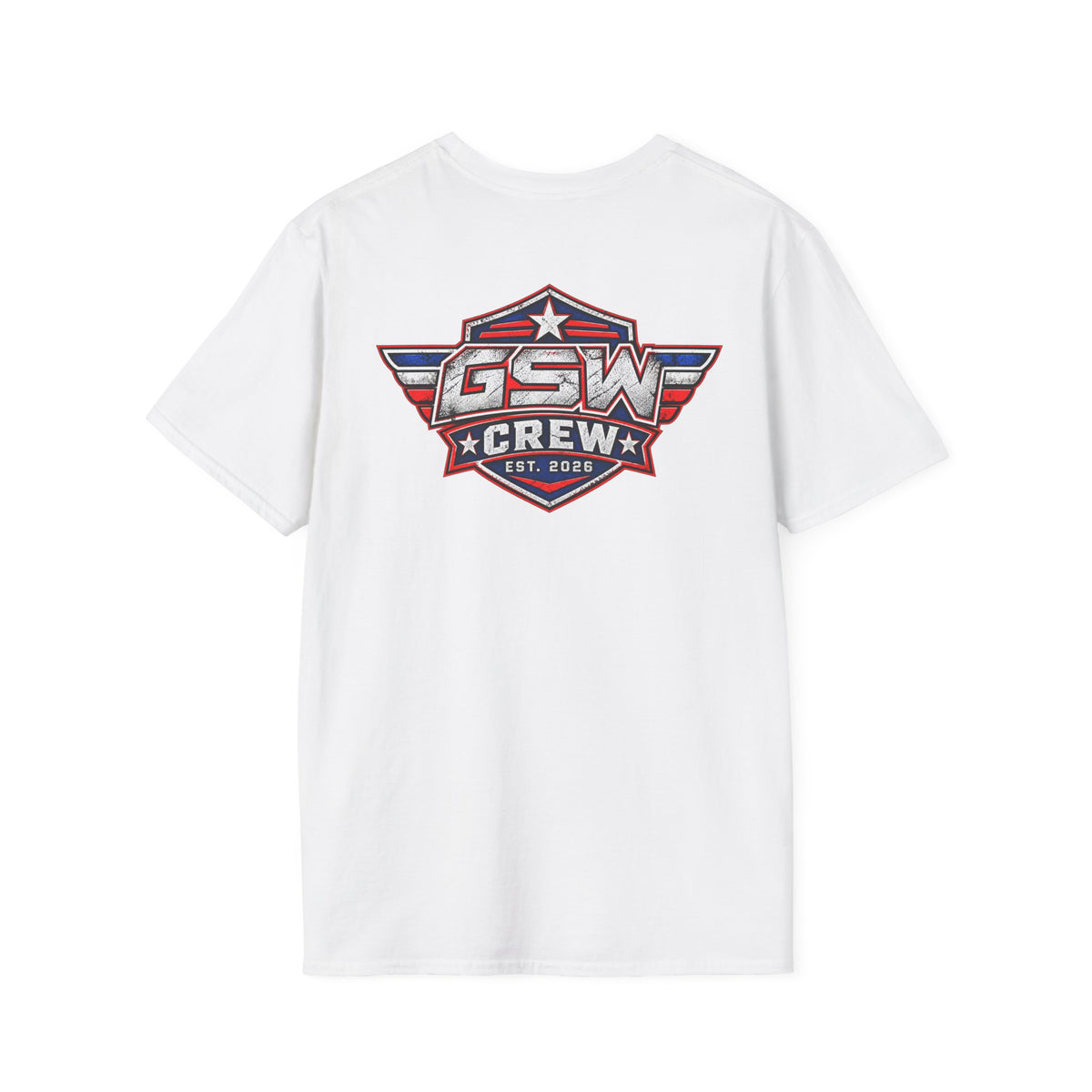 GSW Crew Patriotic Logo T-Shirt — Vintage Red, White & Blue Team Tee